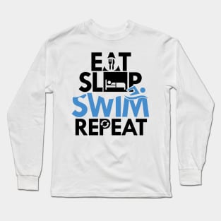 'Eat Sleep Swimming Repeat' Hilarous Swimming Gift Long Sleeve T-Shirt